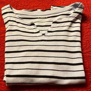 Talbots 100%Cotton Split Neck Tee Elbow Sleeves